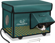 Indestructible Heated Cat House for outside Cats Winter, 100 Weatherproof, Safe