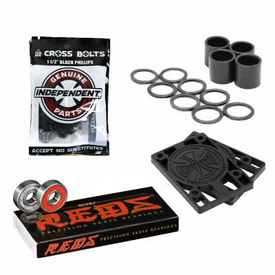 Bones Reds Skateboard Bearings with Independent Risers and Mounting Hardware