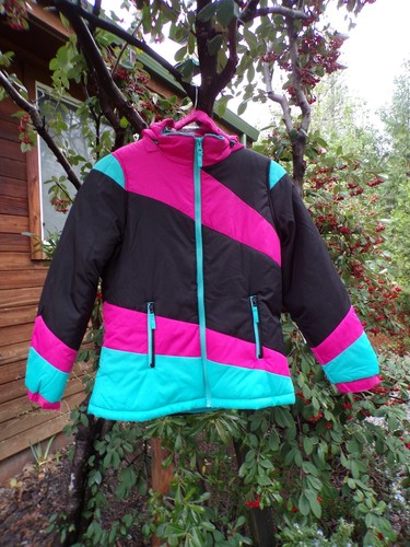 Mint Girl winter jacket black aqua pink pockets hood NWT SZ 12/14