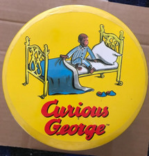 Vintage Curious George Large Round Metal Tin Bucket with Candy