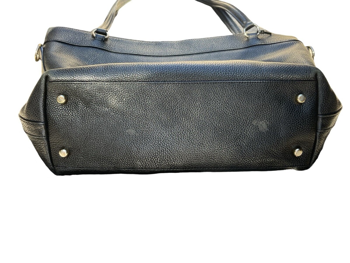 Coach Vintage Black Leather Shoulder Bag Gold Zipper Large