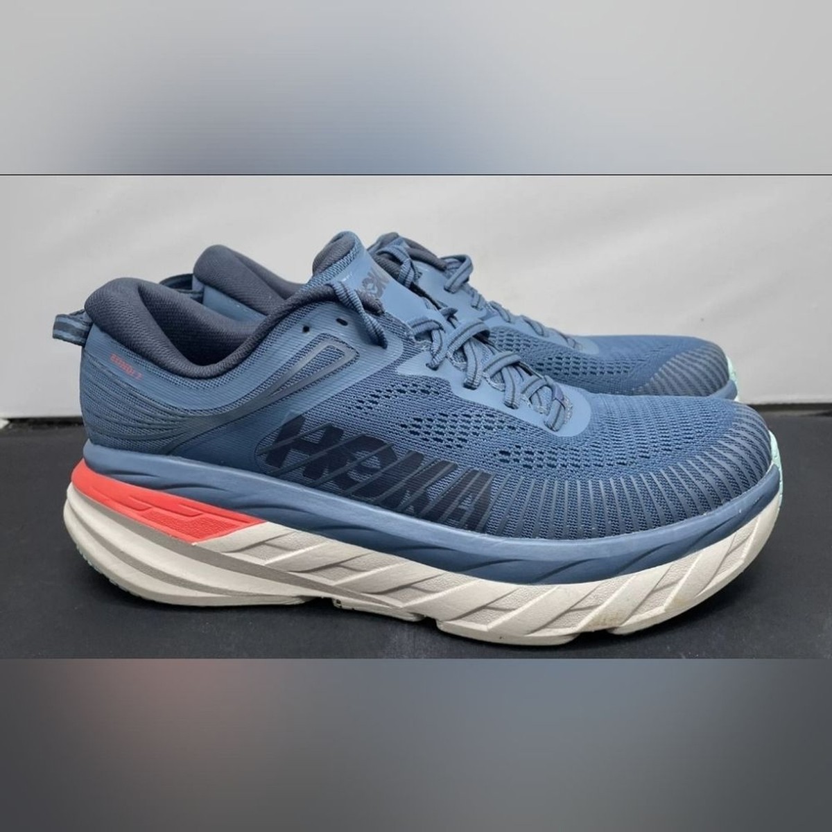 Hoka One Bondi Teal Outer Space Road Running Race Shoes Men 8 2E Wide Hoka Bondi 8 - Real Teal - Shadow – Fit2Run main image 3