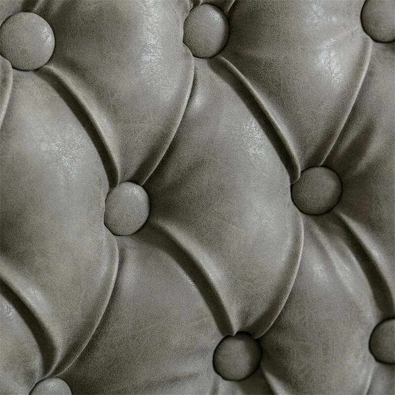 Juego de 2 sillas de comedor tapizadas de cuero PU de madera maciza estilo francés verde oliva Foto 4 de 4