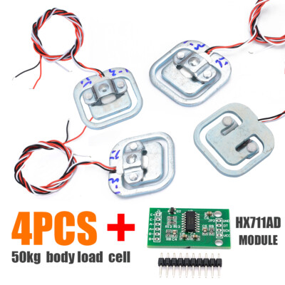 4x 50KG Scale Load Cell Weighing Sensor für Arduino Wägesensor & HX711 AD Modul