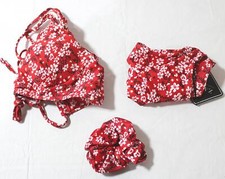 Zaful Women's Tiny Floral Criss Cross Bikini Swimsuit JL3 Lava Red Small NWT