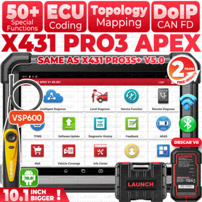 Launch X431 PRO3 APEX ACE PRO5 OBD2 Car Diagnostic Tool Key Programming Scanner