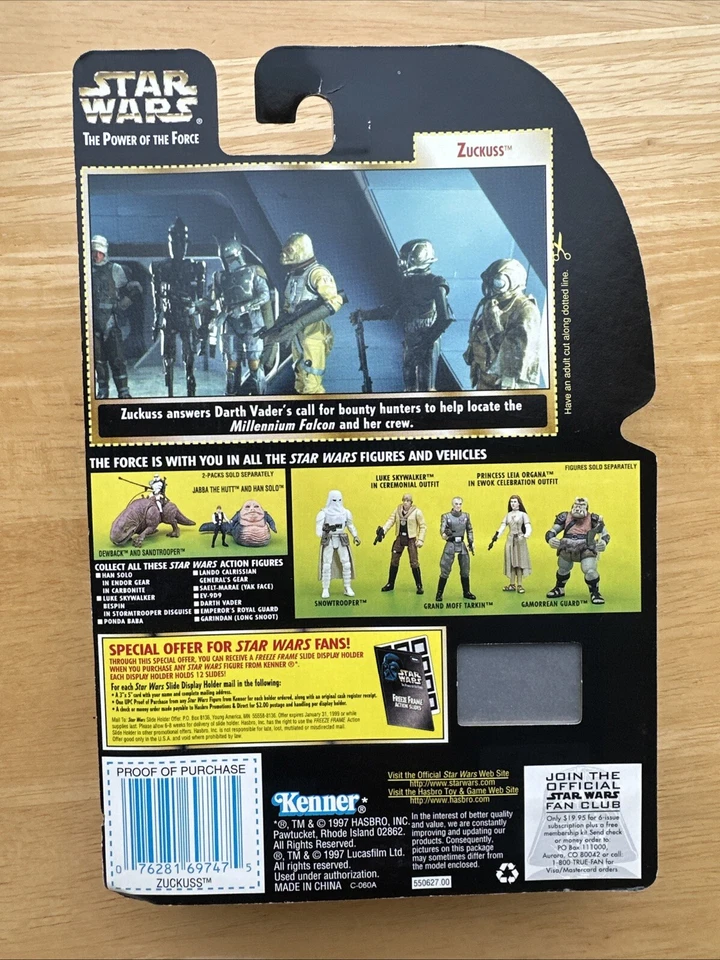 Nueva figura de acción Hasbro Star Wars POTF Freeze Frame 1997 3,75" Zuckuss sellada Foto 2 de 2