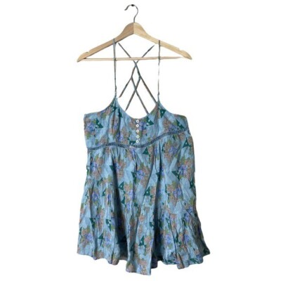 URBAN OUTFITTERS UO Georgia Tiered Floral Loose Strappy Back Mini Dress |  eBay