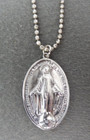 Chapel sterling silver miraculous medal on 22" beaded chain — photo 1