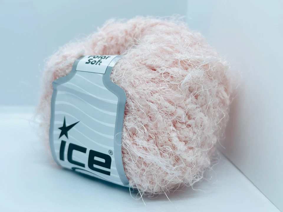 Shell Pink Polar Soft 58233 Ice Yarn Puffy Short & Long Eyelash Nylon 50g 60y - Image 4 of 4