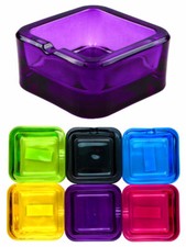 Champ Small Square Heavy Glass Ashtray Assorted Colours