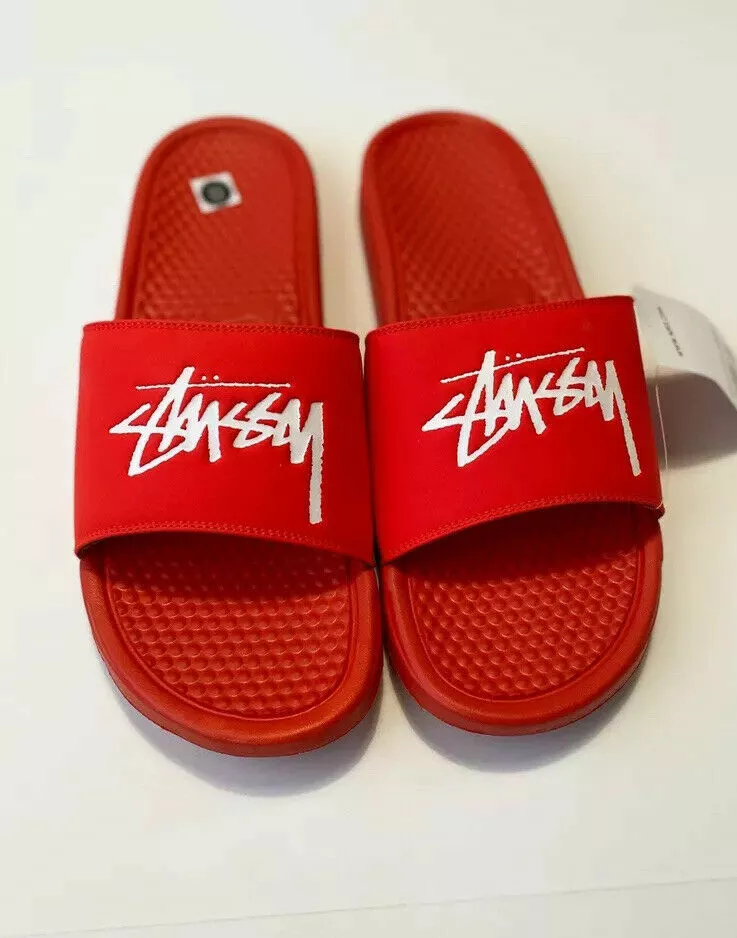 Nike X Stussy Benassi Slide Habanero Red CW2787 600 US Men’s 9