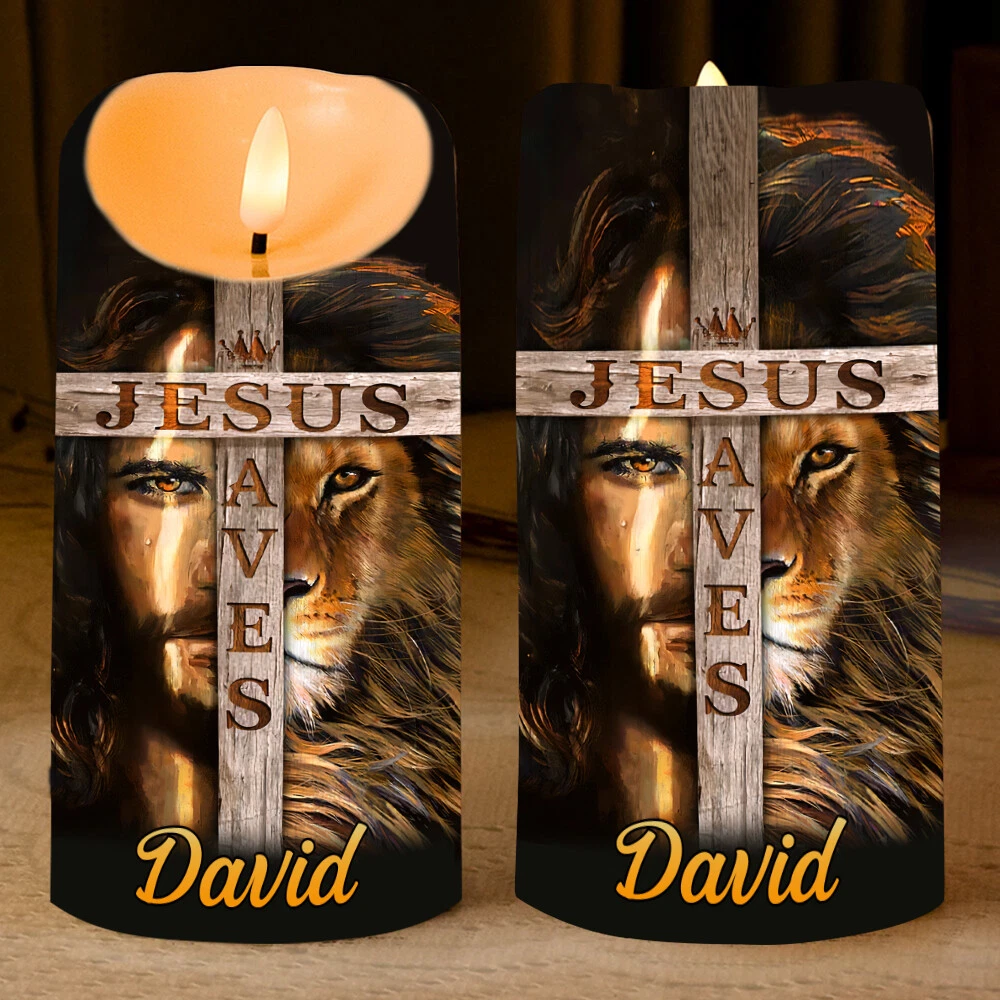 Customize Customized Jesus Lion Of Judah LED Candle