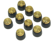 10x Guitar AMP Amplifier Knobs Black w/ Gold Cap Push-on fits Marshall Amplifier