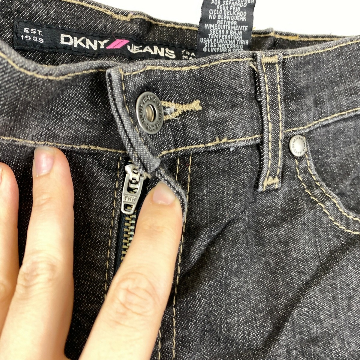 DKNY Jeans Est 1989 Bootcut Denim Women's 7 Black Adjustable