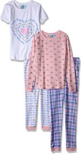 Bunz Kidz Girls' Be Yourself Strong Inspire 4 Pieces Pajama Pants Set, Multi, 5