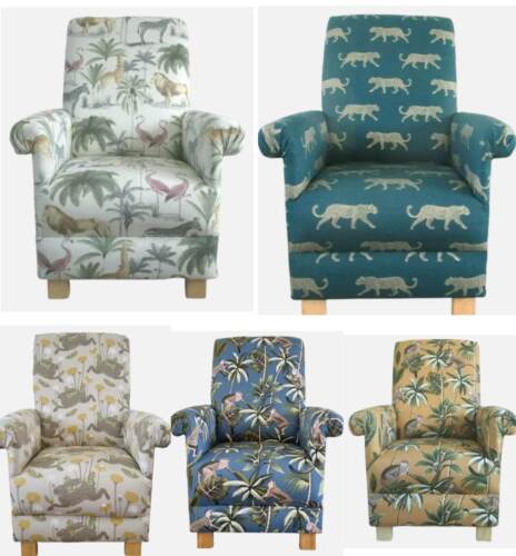 Chaises d'accent fauteuils animaux frises tissus beige cerfs naturels faisans  - Photo 1 sur 116