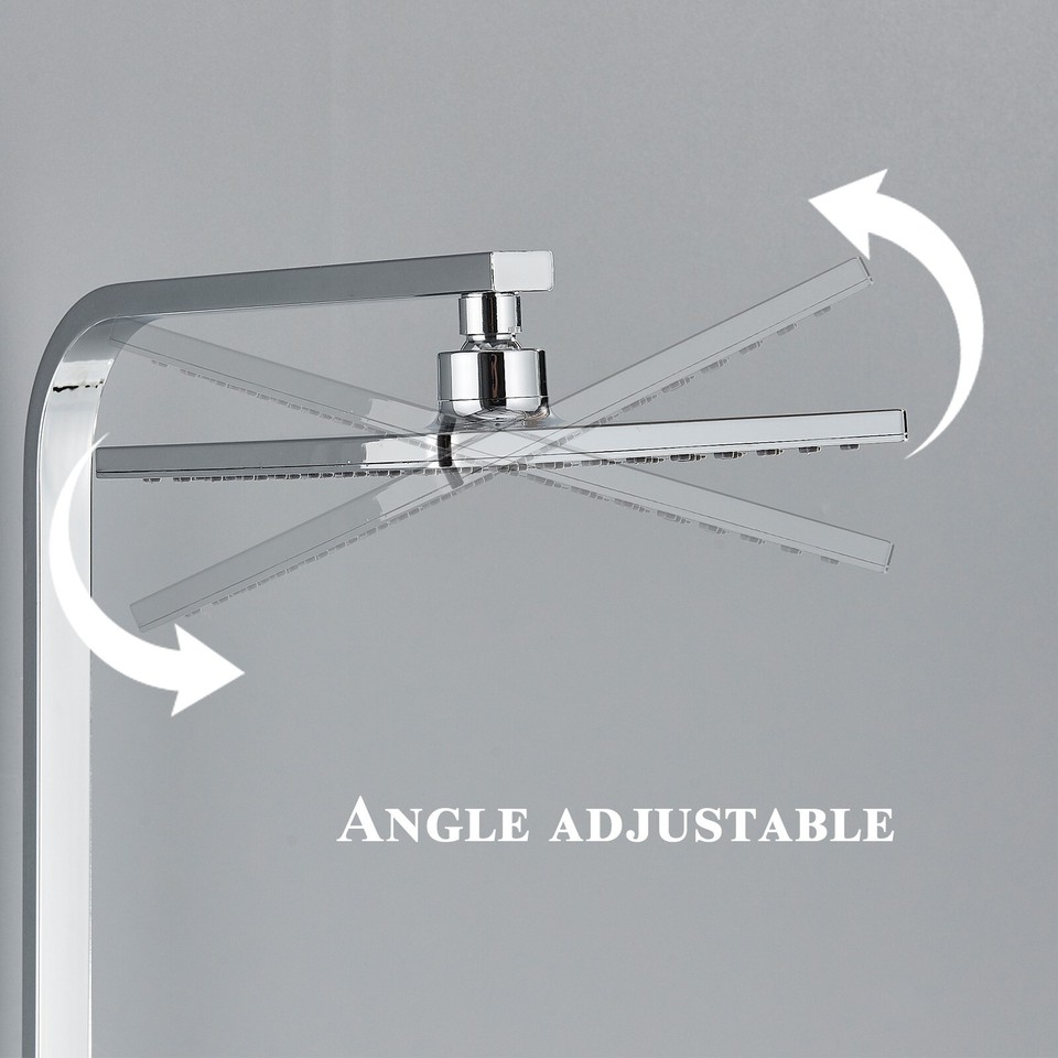 Chrome Shower System Exposed Shower Fixture LED Temu Display Rain Head ...