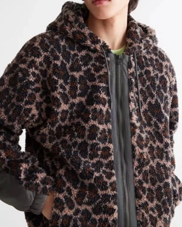 NWOT ($99) Urban Outfitters Leopard Print Fleece Hooded Jacket UNISEX Size S
