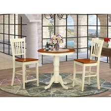 East West Furniture Edgr3-whi-w 3 Piece High Top Table and 2 Counter Height Set