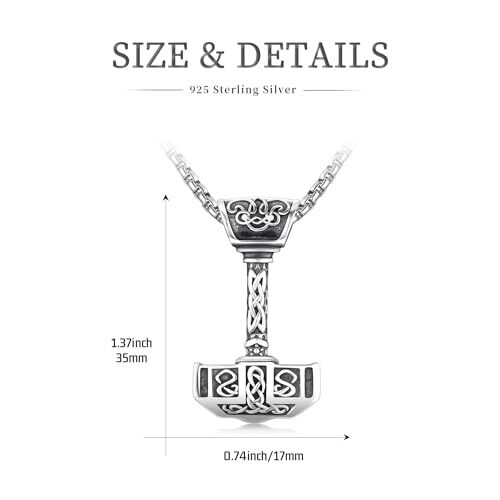 925 Silver Thor’s Hammer Mjolnir Norse Viking Pendant ✔ ️Solid ✔ ️Quality