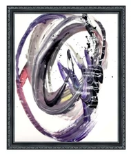 CORBELLIC ABSTRACT 18X24 PURPLE RAIN MONOCHROMATIC LARGE GALLERY PAPER FINE ART
