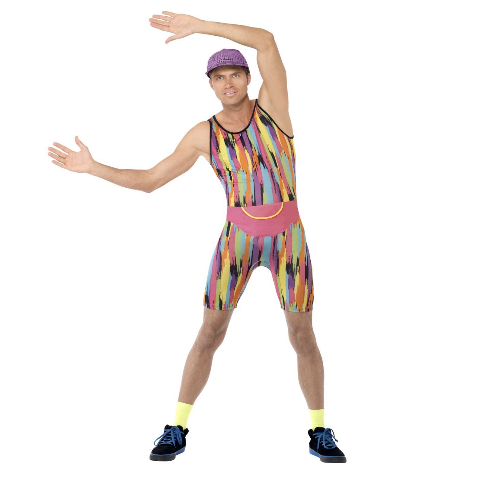 Adulto Hombre Neón Aerobic Teacher Leotardo SPORTS Alivio Disfraz Costume