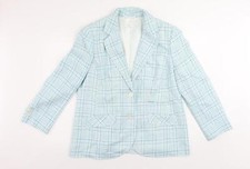 Elégance Womens Blue Plaid Jacket Blazer Size 20 Button