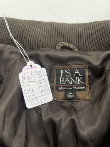 FALL/WINTER Jos A. Bank Men's Dark Brown Solid Leather Jacket SIZE L $495 - Picture 8 of 11