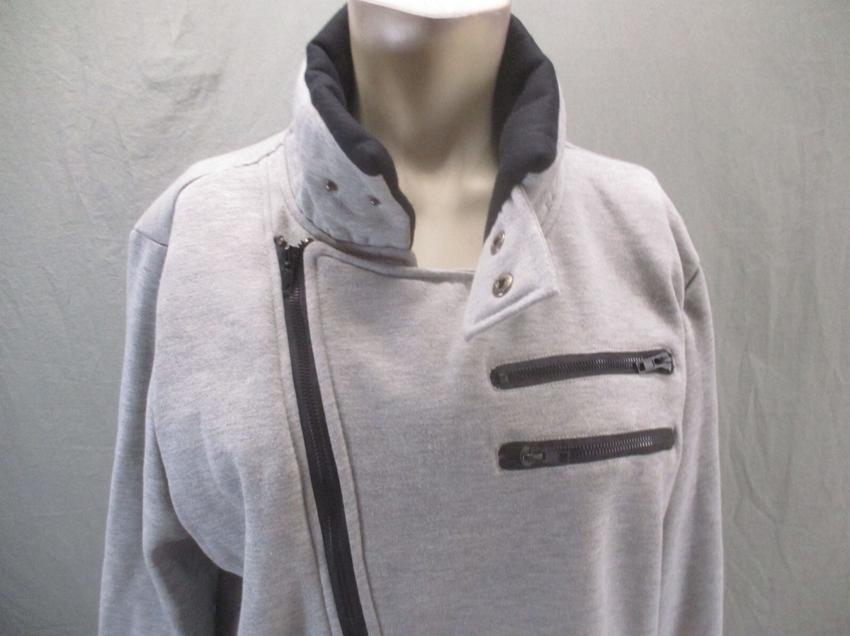 NWT ZHE LIN Size XL Womens Full Asymmetric Zip Stand Collar