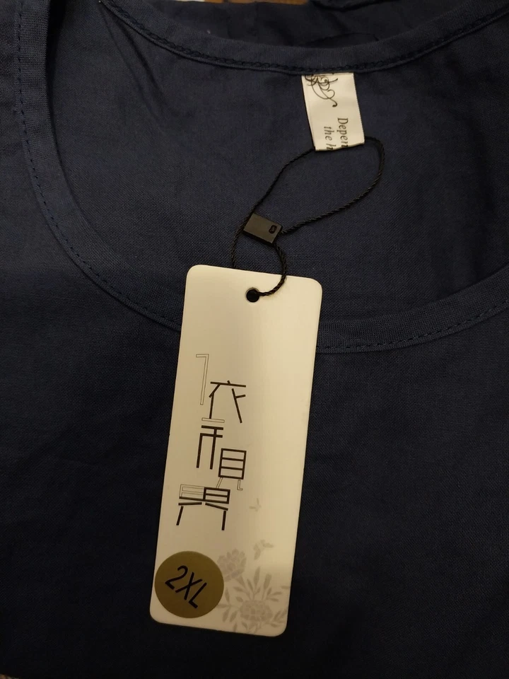 Vestido recto para mujer Dependiendo del horizonte azul marino en relieve bordado floral 2XL Foto 4 de 4