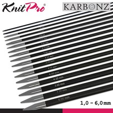 KnitPro Karbonz Sockenstricknadeln  15 cm Kohlefaser Nadelspiel  17 Gr&ouml;&szlig;en