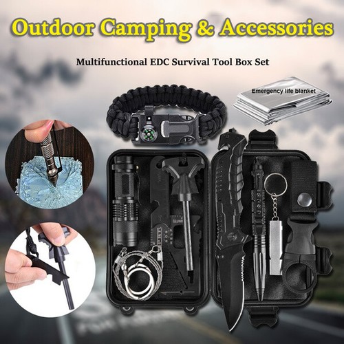 12Stück Survival Kit Überlebensausrüstung Camping Notfallwerkzeug Outdoor Militä