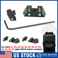 Fiber Optic Sights Front and Rear for Glock 17 19 22 23 24 26 27 33 34 35 38 39