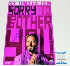 ARMIE HAMMER SIGNED 'SORRY TO BOTHER YOU' 12x18 MOVIE POSTER BECKETT COA PROOF