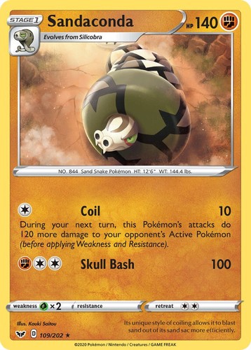 Sandaconda 109/202 Rare Sword & Shield Base Pokemon TCG
