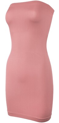 Womens Seamless Strapless Tube Slip Dress Fitted Mini Club Tube Layering Dress