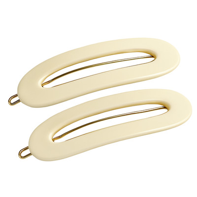 French Amie Oval Loop Small Hair Clip - Snap Tige Boule Women Barrette Set Of 2