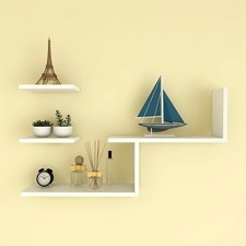 Set of 4 Floating Wall Shelves Picture Ledge Display Rack Book Hanging Shelf