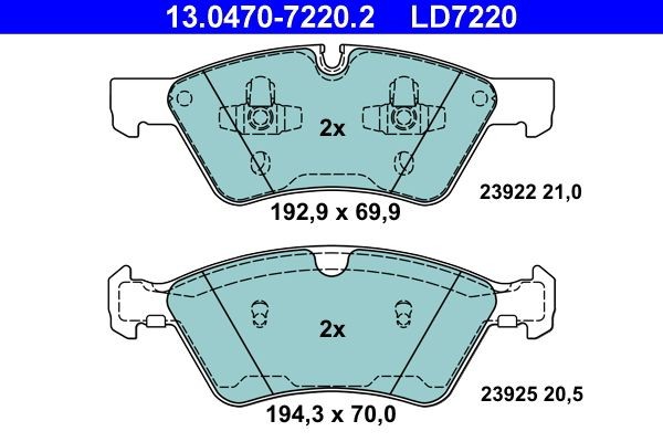 ATE Bremsbelagsatz, Scheibenbremse 13.0470-7220.2 FüR MERCEDES-BENZ-image