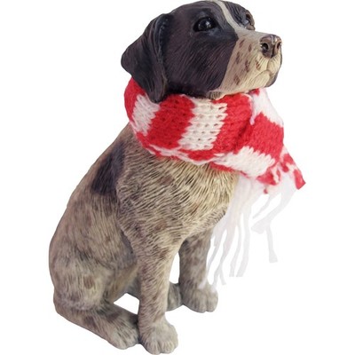 German Shorthaired Pointer with Red and White Scarf Christmas Ornament