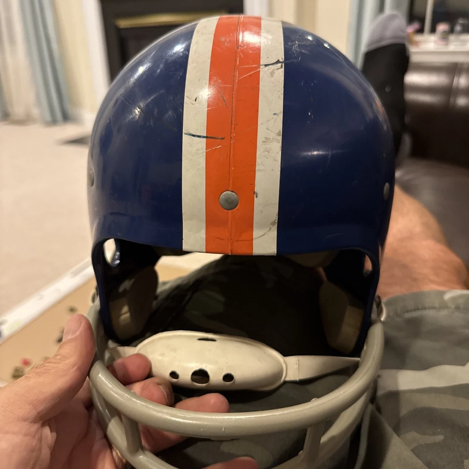 VTG Denver Broncos Football Helmet Rawlings Medium USA Used NFL Orange Crush - Image 2 of 4