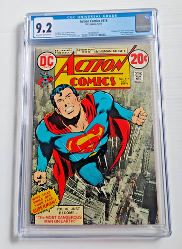 DC ACTION COMICS #419 CGC 9.2 OFF WH-WH PGS 12/72 - 1ST APP OF THE HUMAN TARGET