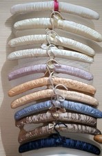 Lot of 11 Satin Fabric Padded Lingerie Dress Hangers Variaty Of Colors 15"L