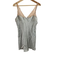 Victoria's Secret Slip Dress Size L Silk Lace Trim V Neck Lingerie Y2K
