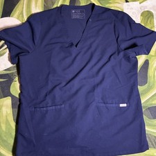 Figs Women's Technical Collection Scrub Top Navy Blue with Pockets, Size XL