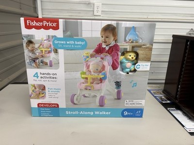Fisher-Price Brilliant Basics Stroll Along Walker Sturdy Toy Doll Stroller