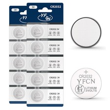 YFCN CR2032 Battery 3V Lithium Batteries 10 Count Pack CR2032 Batteries CR 2...