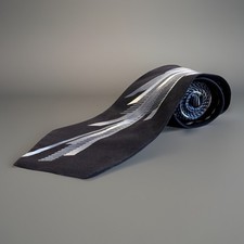 Corbata de seda vintage Vitaliano Pancaldi para hombre azul negro plata panel geométrico Italia