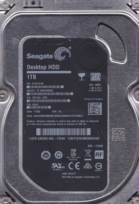 ST1000DM003 pn: 1ER162-045 fw: AQ04 TK 2017 Z4Y 1TB SATA Seagate Apple 655-1724H